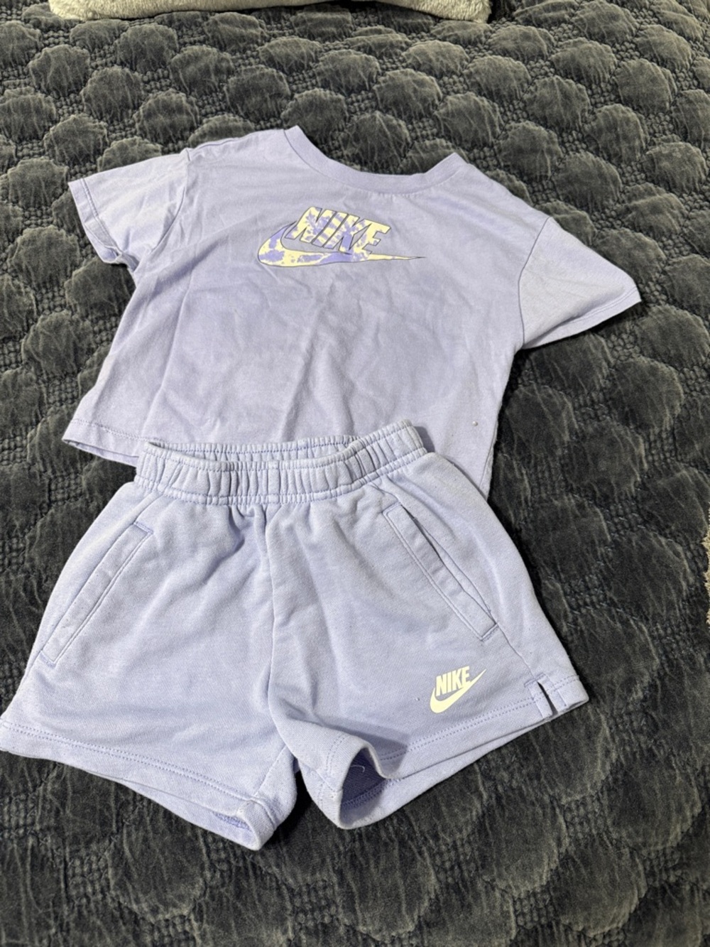 Nike Lavender Short Set with Pale Yellow Logo